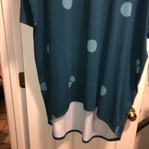 LulaRoe Irma teal blue with polka dots - Picture 4 of 6